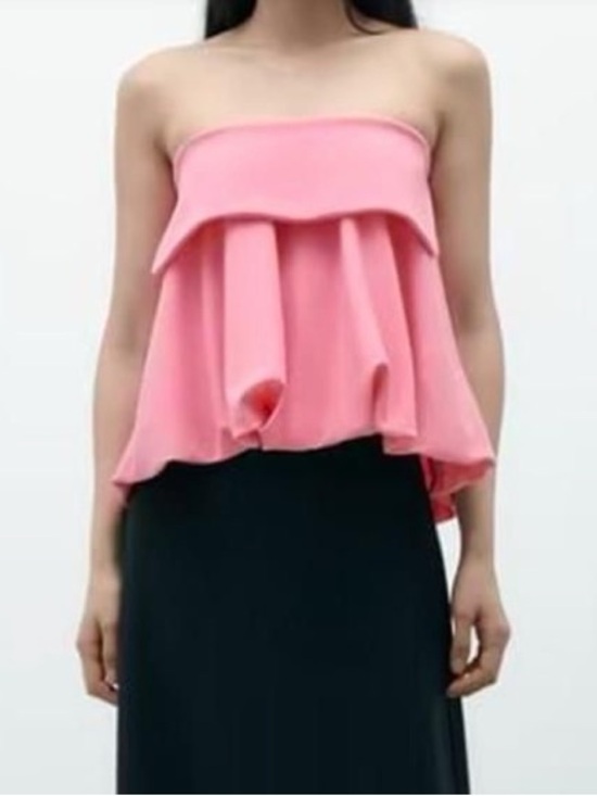 Zara Tops - Zara Pink Strapless Ruffled Top